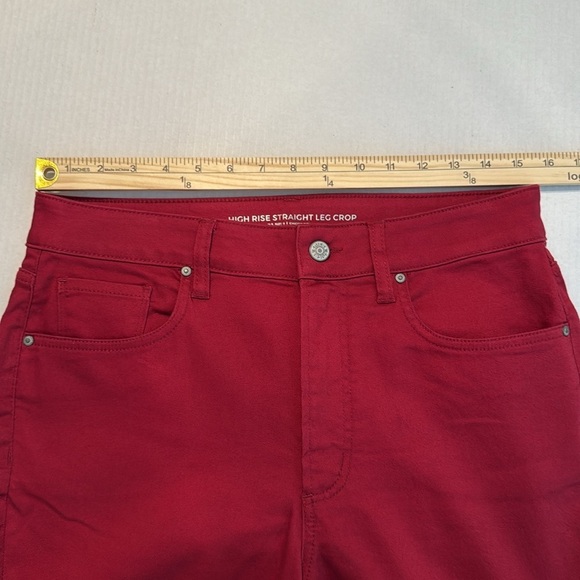 NWOT Chico's Cherry Red High-Rise Straight-Leg Crops US Size 8 Chico's Size 1 - Picture 3 of 13